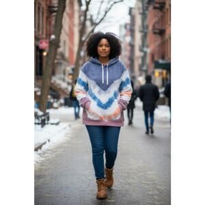 Feat Tahoe Blanket Blend Softest Hoodie Ever Tie Dye Pullover Women's Large